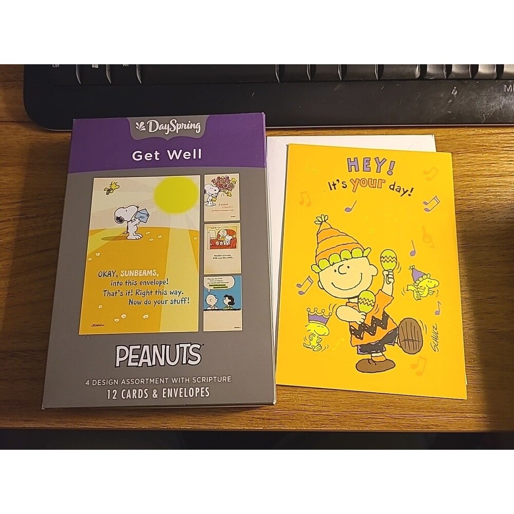 Box of 11 Get Well Cards Peanuts Snoopy DaySpring New Open Box Plus 1 Bday